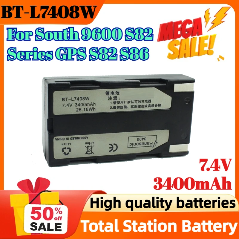 BT-L7408W 7,4 В 3400 мАч аккумулятор для South 9600 S82 серии GPS S82 S86 S82T S86T GNSS аккумулятор тахеометра
BT-L7408W 7,4 В 3400 мАч аккумулятор для South 9600 S82 серии GPS S82 S86 S82T S86T GNSS аккумулятор тахеометра