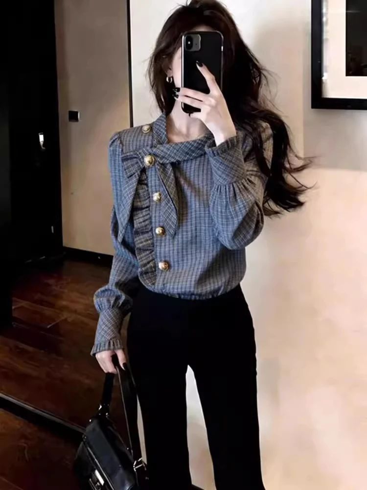 Elegant Plaid Long Sleeve Shirt Women's Spring New Large Size Fat MM Very Beautiful Irregular Top French Style Loose Fit Butt...
Elegant Plaid Long Sleeve Shirt Women's Spring New Large Size Fat MM Very Beautiful Irregular Top French Style Loose Fit Butt...