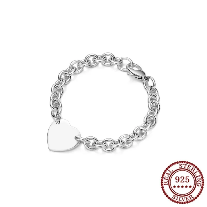 S925 Sterling Silver Double Hole Heart 16-21cm Bracelet with Heart-shaped Silver Delicate Luxury Jewelry for Men and Women
S925 Sterling Silver Double Hole Heart 16-21cm Bracelet with Heart-shaped Silver Delicate Luxury Jewelry for Men and Women