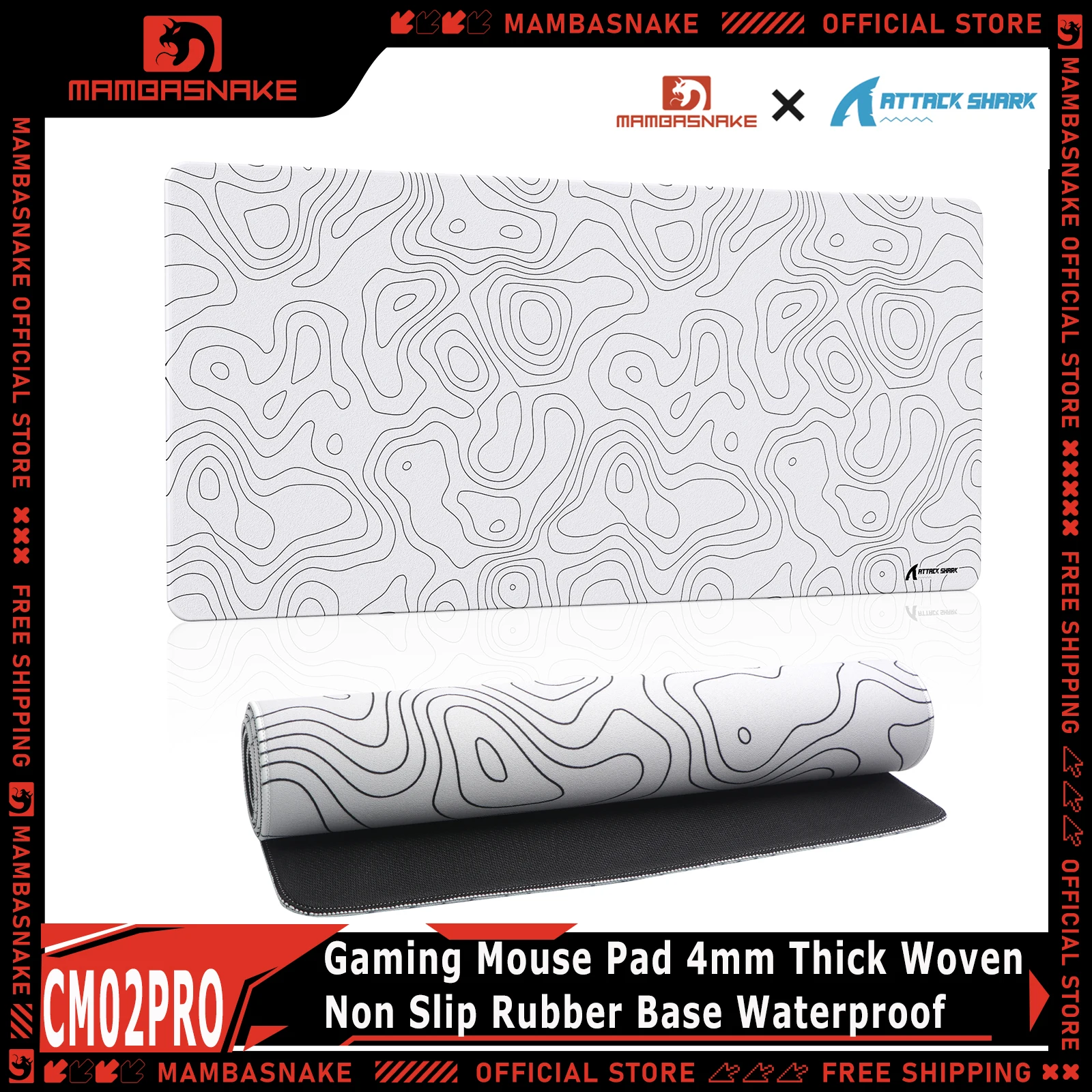 ATTACK SHARK CM02PRO Gaming Mouse Pad 4mm Thick Topographic Woven Cloth Non Slip Rubber Base Waterproof For PC Office E-Sports
ATTACK SHARK CM02PRO Gaming Mouse Pad 4mm Thick Topographic Woven Cloth Non Slip Rubber Base Waterproof For PC Office E-Sports