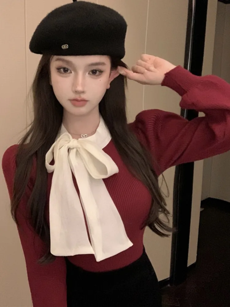 Knot-tying Short Knitted Sweater Women's Fashionable Bubble Sleeve Inner Wear Vintage Style Autumn Winter High-grade Top
Knot-tying Short Knitted Sweater Women's Fashionable Bubble Sleeve Inner Wear Vintage Style Autumn Winter High-grade Top