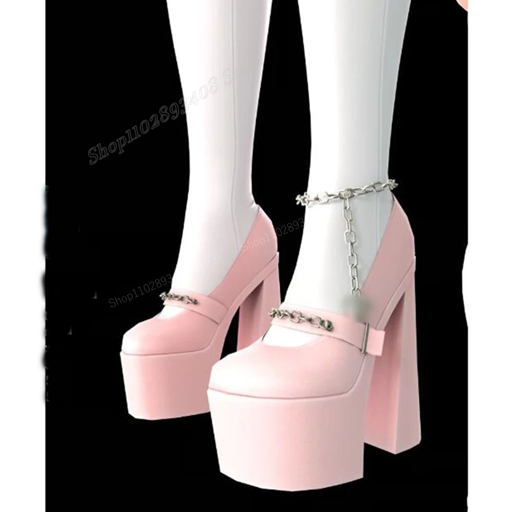 Pink Waterproof Metal Chain Decor Pumps Chunky High Heel Matte Leather Shallow Sexy Women Shoes 2024 Spring Zapatos Para Mujere
Pink Waterproof Metal Chain Decor Pumps Chunky High Heel Matte Leather Shallow Sexy Women Shoes 2024 Spring Zapatos Para Mujere