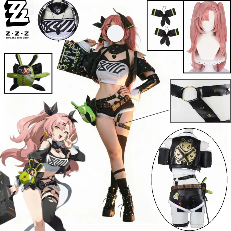 ZZZ Nicole Demara Cosplay Costume Cunning Hares Black Denim Jacket with Doll Leg Ring Necklace Wig for Women Game Role Play
ZZZ Nicole Demara Cosplay Costume Cunning Hares Black Denim Jacket with Doll Leg Ring Necklace Wig for Women Game Role Play