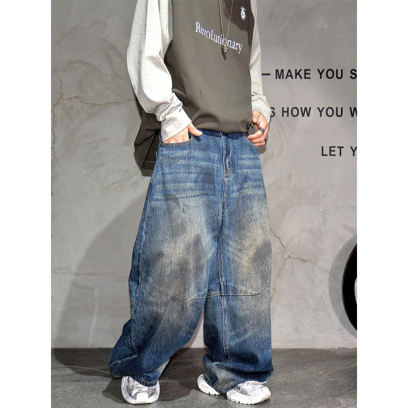 Мужские джинсы Wasteland Vibe Dirty Distressed с изогнутым широким кроем, свободные повседневные брюки в стиле хип-хоп
Мужские джинсы Wasteland Vibe Dirty Distressed с изогнутым широким кроем, свободные повседневные брюки в стиле хип-хоп