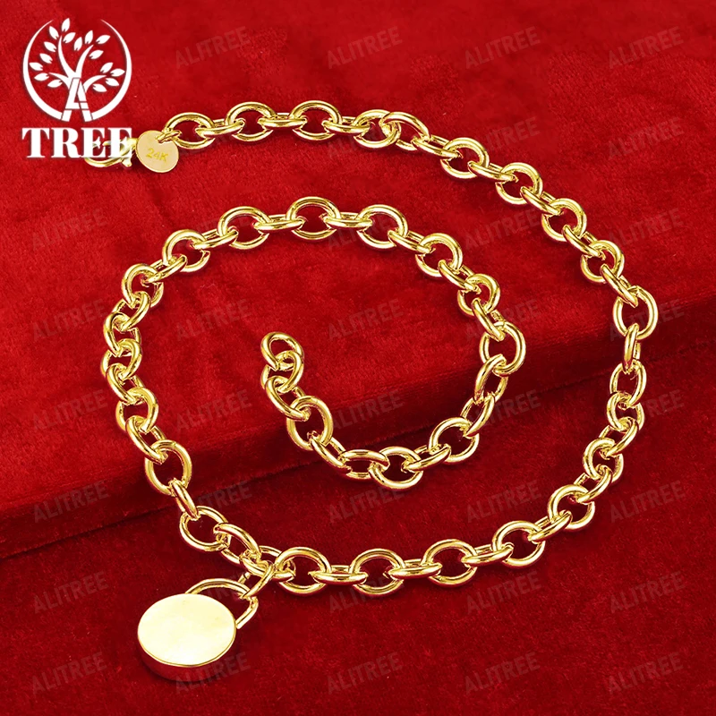18-Inch Chain 18k Gold Solid Round Pendant Necklace Girls Birthday Gift Christmas Party For Men Simple Trend Jewelry Accessories
18-Inch Chain 18k Gold Solid Round Pendant Necklace Girls Birthday Gift Christmas Party For Men Simple Trend Jewelry Accessories
