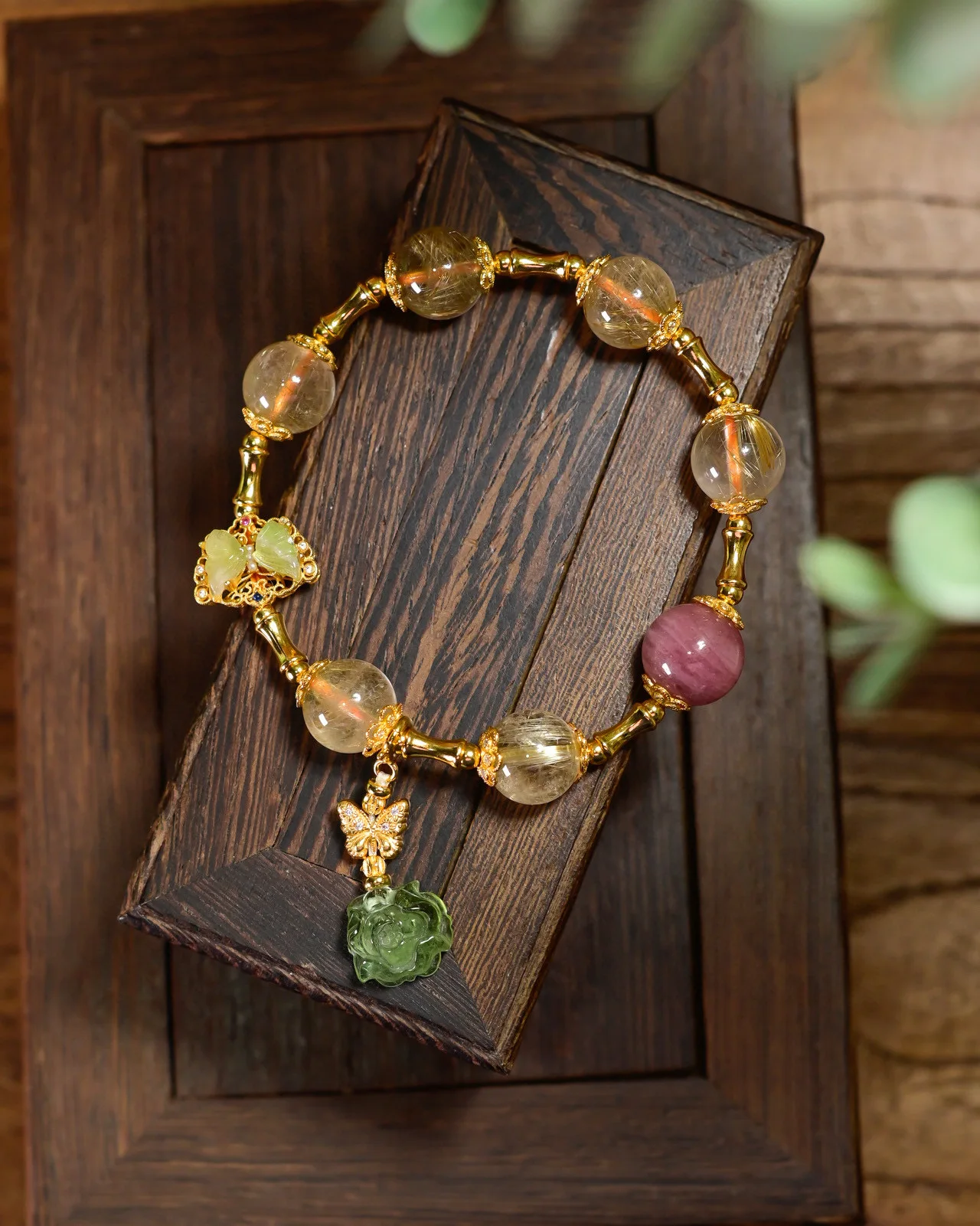 Natural Rutilated Quartz Bracelet - S925 Sterling Silver Chinese Style Tourmaline Butterfly Peony Pendant Gemstone Jewelry
Natural Rutilated Quartz Bracelet - S925 Sterling Silver Chinese Style Tourmaline Butterfly Peony Pendant Gemstone Jewelry