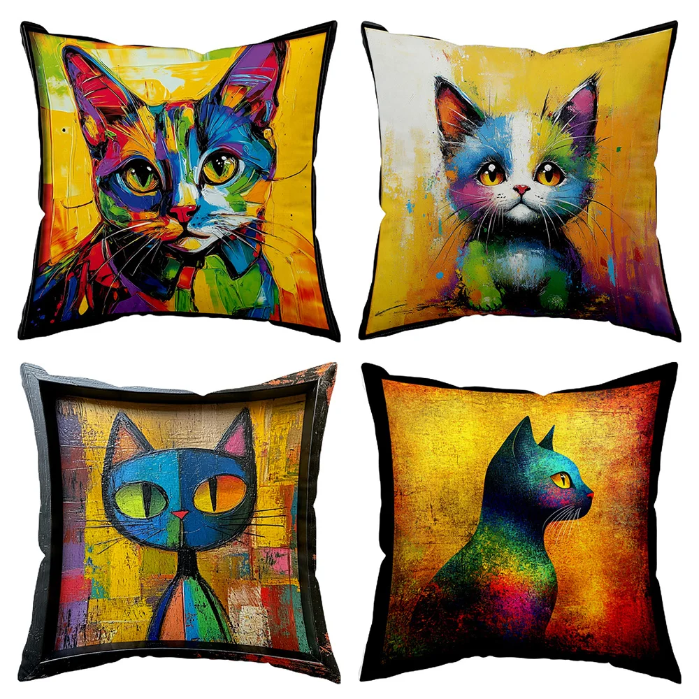 1PC 2D Flat Vintage Abstract Colorful Cat Art Throw Pillow Covers Home Decor No Pillow Core Unreal embroidery
1PC 2D Flat Vintage Abstract Colorful Cat Art Throw Pillow Covers Home Decor No Pillow Core Unreal embroidery