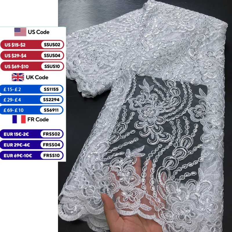 White French Mesh Lace Fabric with Sequin African Tulle Lace and Fabric Embroidery Sewing for Women Wedding Dresses,2.5Yard 4082
White French Mesh Lace Fabric with Sequin African Tulle Lace and Fabric Embroidery Sewing for Women Wedding Dresses,2.5Yard 4082