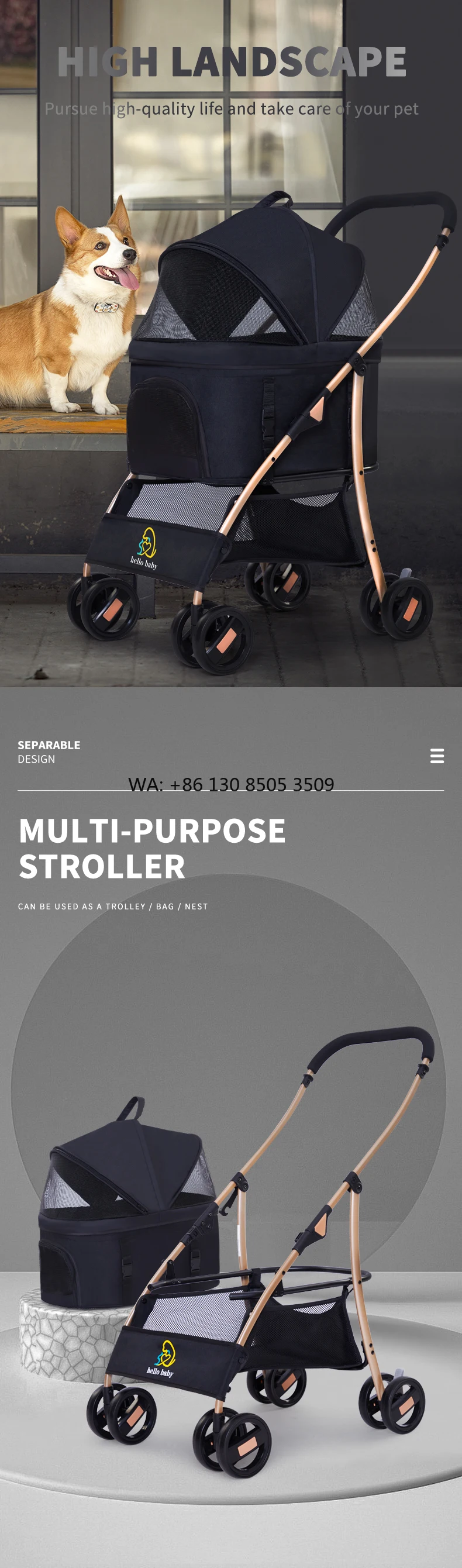 Lightweight Portable Waterproof Dog Stroller 4 Wheels Foldable Travel Trolley for Small Cats and Dogs Price
Lightweight Portable Waterproof Dog Stroller 4 Wheels Foldable Travel Trolley for Small Cats and Dogs Price