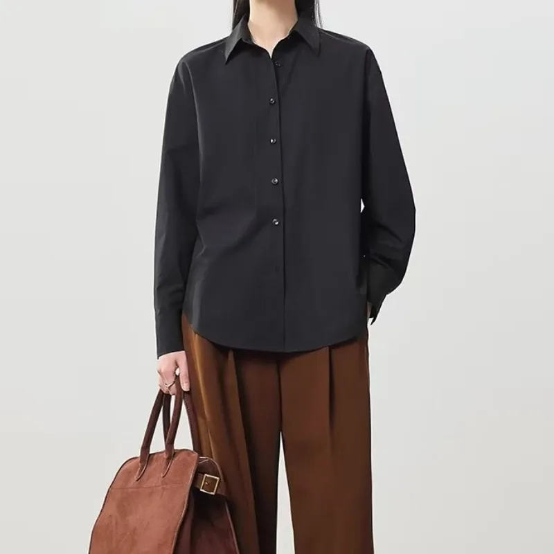 Spring Autumn Women's Shirt Loose Fit Turn-down Collar Button Decorated Casual Chic Top Loose Solid Long Sleeve Women Shirt
Spring Autumn Women's Shirt Loose Fit Turn-down Collar Button Decorated Casual Chic Top Loose Solid Long Sleeve Women Shirt