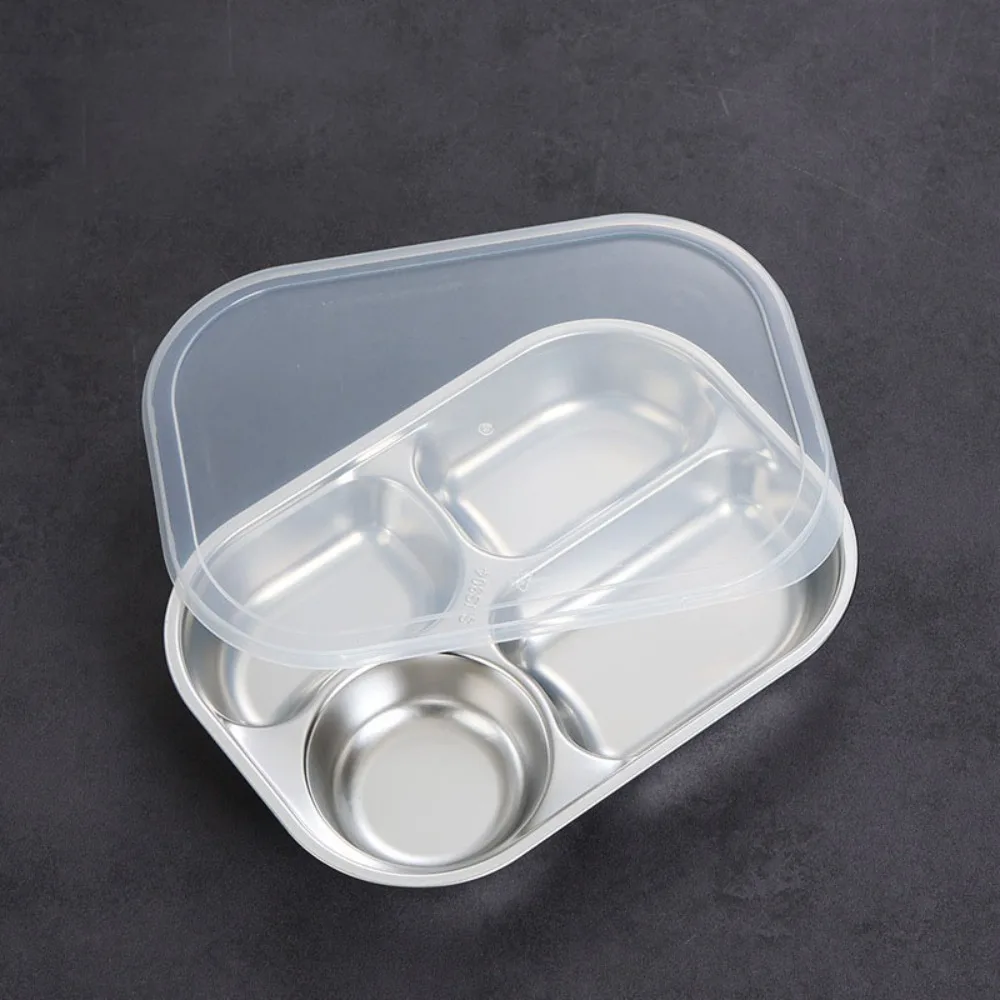 4/5-Compartments Divided Dinner Tray 304 Stainless Steel with Lid Divided Dinner Plate Deepened School Food Plate Kindergarten 
4/5-Compartments Divided Dinner Tray 304 Stainless Steel with Lid Divided Dinner Plate Deepened School Food Plate Kindergarten