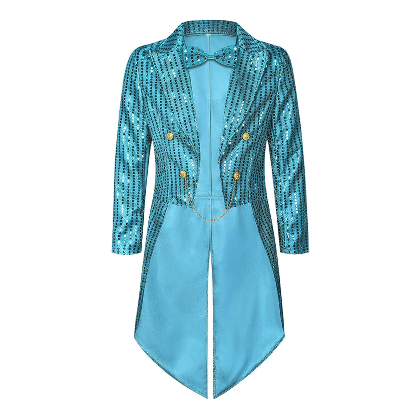 Men Glittery Long Sleeve Swallowtail Jackets Coats with Bowtie Sequin Shiny Open Front Tailcoat Jacket Outerwear for Party Proms
Men Glittery Long Sleeve Swallowtail Jackets Coats with Bowtie Sequin Shiny Open Front Tailcoat Jacket Outerwear for Party Proms