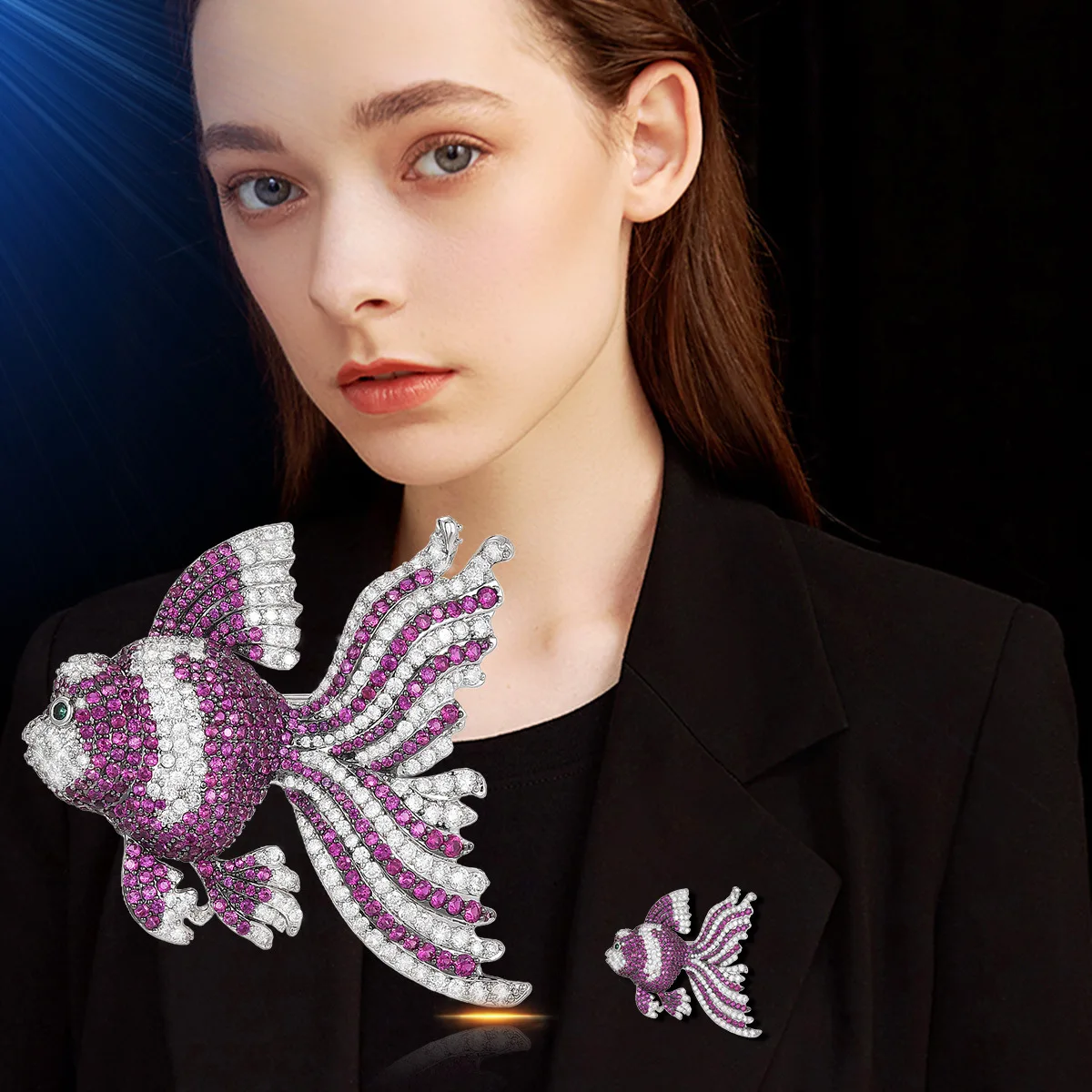 CZ Micro Small Fish Chest Flower Brooch Accessory
CZ Micro Small Fish Chest Flower Brooch Accessory