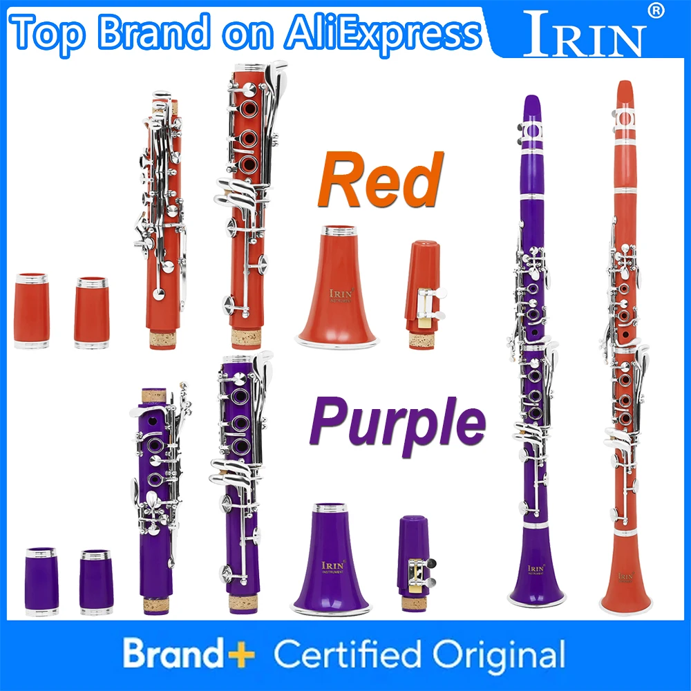 IRIN 17-key Clarinet Bb 6-ring Clarinet Made of Premium ABS Colorful Clarinette Professional Woodwind Instrument with Case
IRIN 17-key Clarinet Bb 6-ring Clarinet Made of Premium ABS Colorful Clarinette Professional Woodwind Instrument with Case