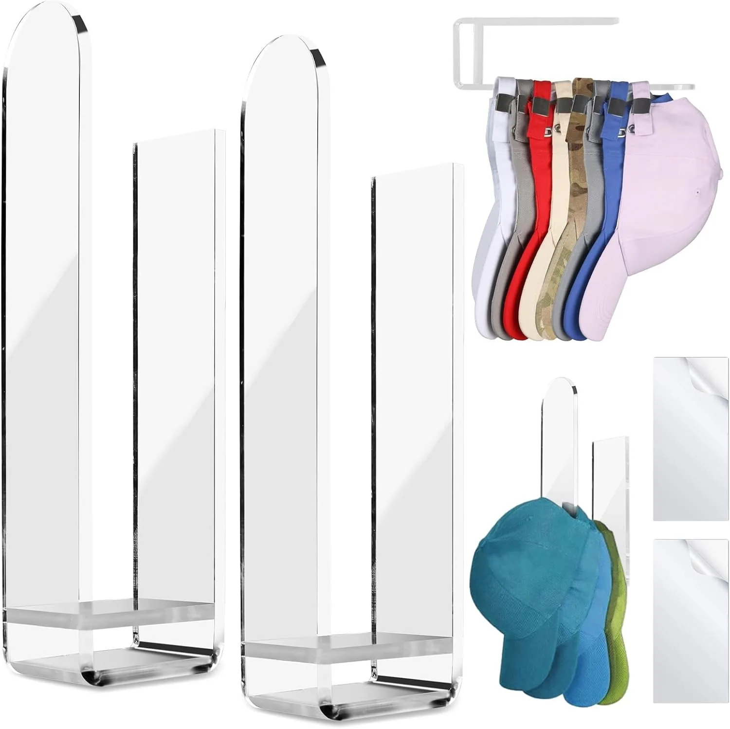 2 Pack Clear Acrylic Adhesive Wall Hooks - U/V Shape No Drill Hat Rack Organizer for Baseball Caps Closet Door Bathroom Storage
2 Pack Clear Acrylic Adhesive Wall Hooks - U/V Shape No Drill Hat Rack Organizer for Baseball Caps Closet Door Bathroom Storage