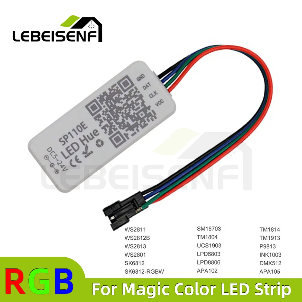 Адресный Bluetooth светодиодный контроллер Smart APP DC5V 12V 24V SP110E для WS2811 WS2812B SK9822 SK6812 APA102 RGB Pixel Strip Light
Адресный Bluetooth светодиодный контроллер Smart APP DC5V 12V 24V SP110E для WS2811 WS2812B SK9822 SK6812 APA102 RGB Pixel Strip Light