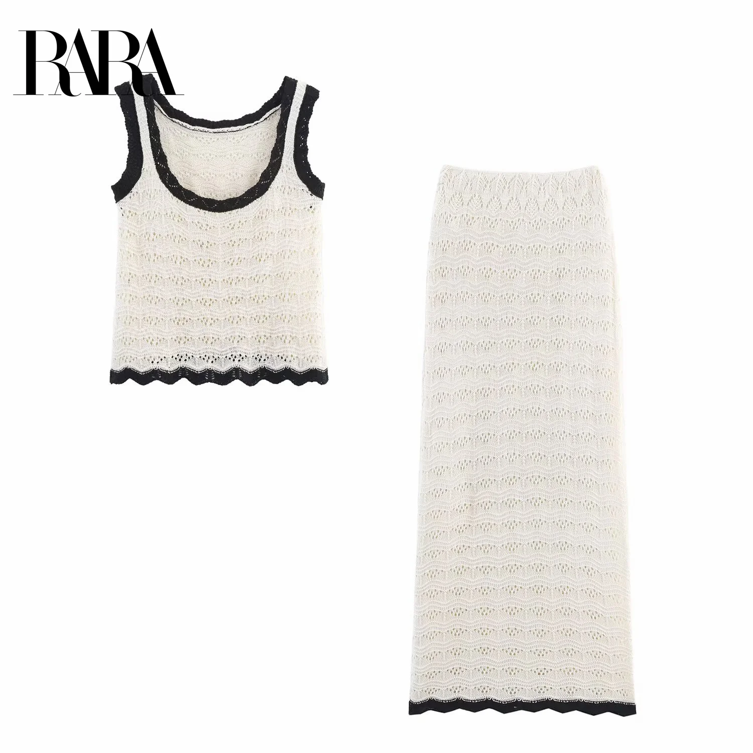 RARA2025 new summer women's clothing temperament contrast color hollow hook flower camisole top + high waist knitted hip skirt
RARA2025 new summer women's clothing temperament contrast color hollow hook flower camisole top + high waist knitted hip skirt