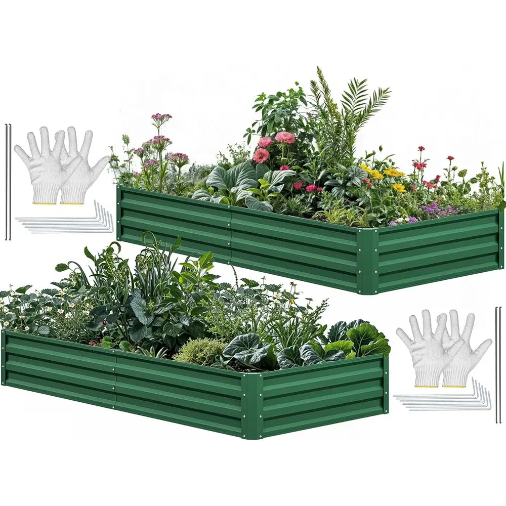 72x36x12 Inch Galvanized Double Raised Garden Bed Kit with Gloves & Support, Large Green Metal Planter
72x36x12 Inch Galvanized Double Raised Garden Bed Kit with Gloves & Support, Large Green Metal Planter