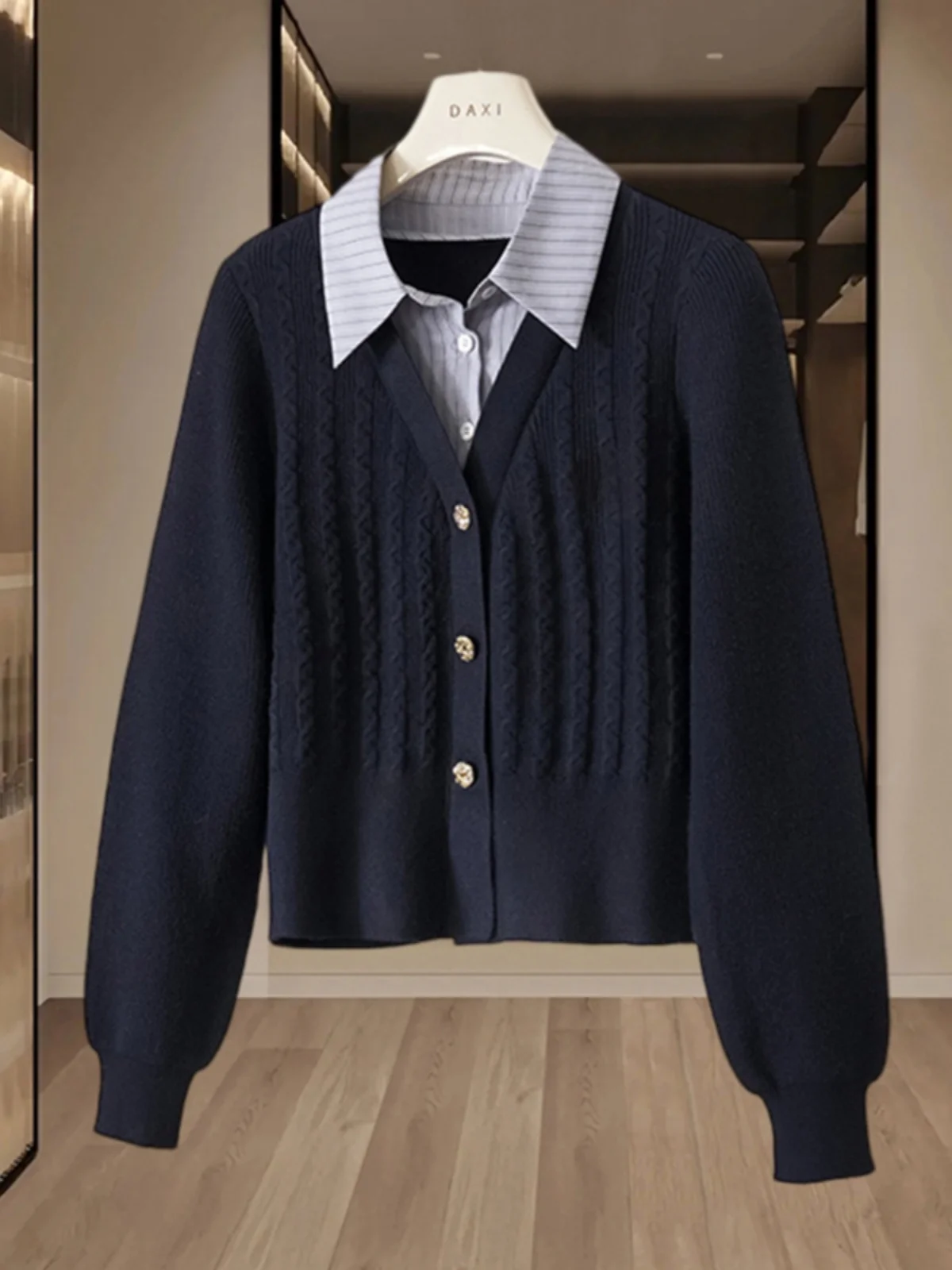 College Style Knitted Shirt Collar Splicing Fake Two-Piece Top Autumn Women's Winter New Open Cardigan Sweater Coat Collar
College Style Knitted Shirt Collar Splicing Fake Two-Piece Top Autumn Women's Winter New Open Cardigan Sweater Coat Collar