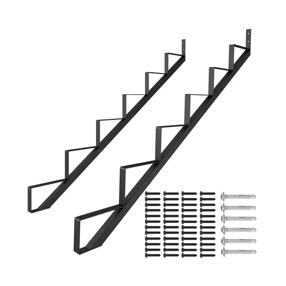 Steel Stair Riser 6 Step Stair Stringer for Deck Height 50in,Powder Coated Black,MAX Load Capacity:500lbs,2pcs
Steel Stair Riser 6 Step Stair Stringer for Deck Height 50in,Powder Coated Black,MAX Load Capacity:500lbs,2pcs