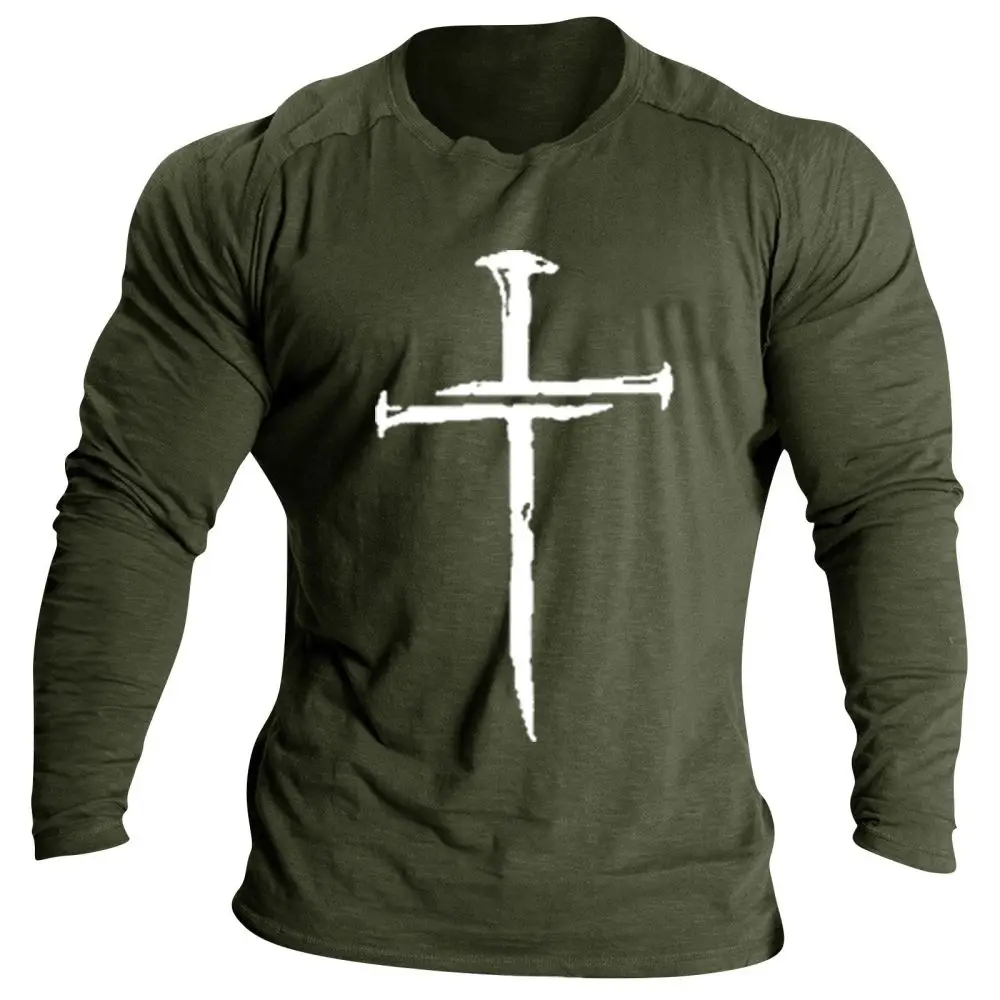 Vintage Cotton T Shirt For Men Long Sleeve Tops Cross Print Graphic Clothing O Neck Oversized Streetwear Simple Men Fall Apparel
Vintage Cotton T Shirt For Men Long Sleeve Tops Cross Print Graphic Clothing O Neck Oversized Streetwear Simple Men Fall Apparel