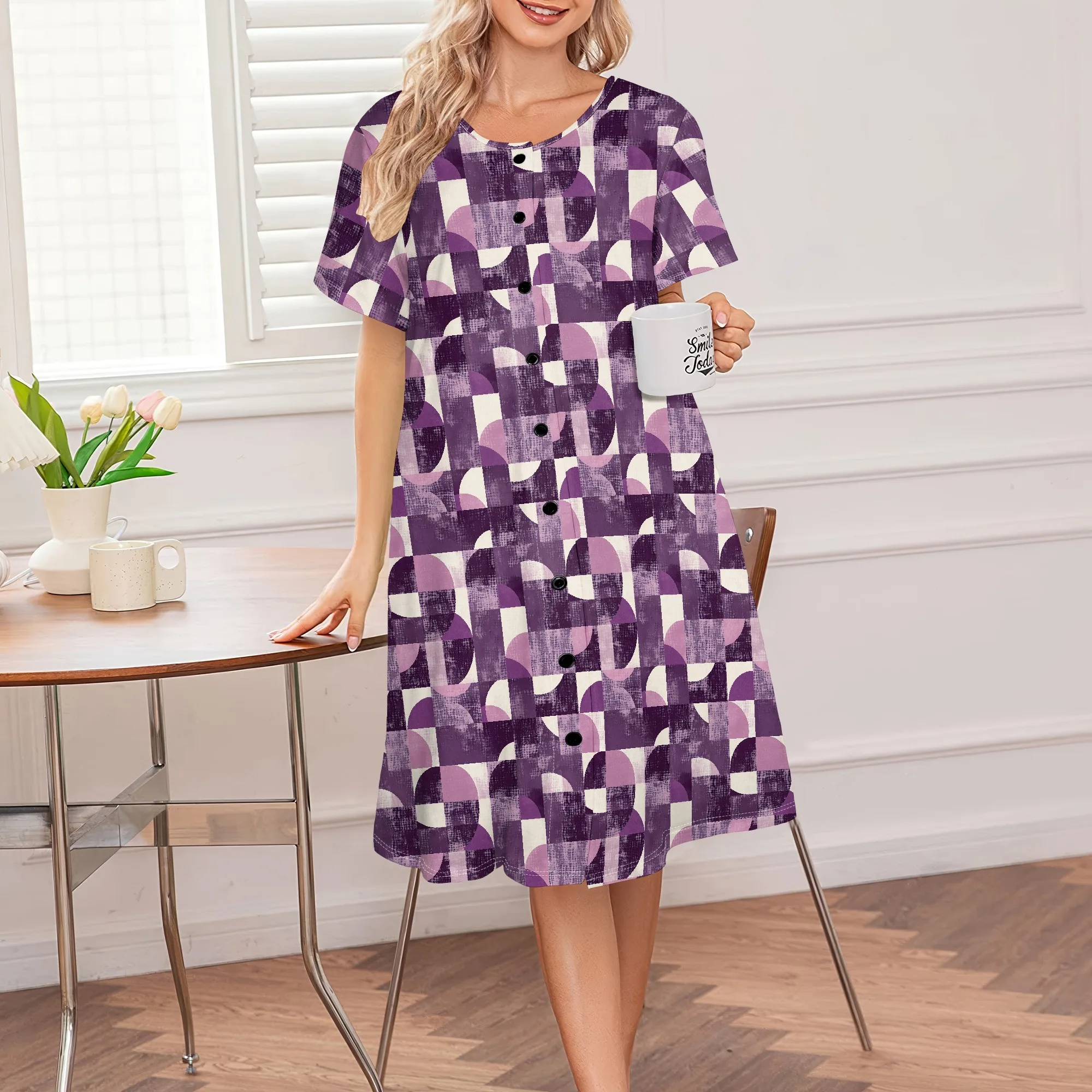 Comfortable Muu Muu Dress for Women, Abstract Print, Button Front, S-3XL Casual Home
Comfortable Muu Muu Dress for Women, Abstract Print, Button Front, S-3XL Casual Home