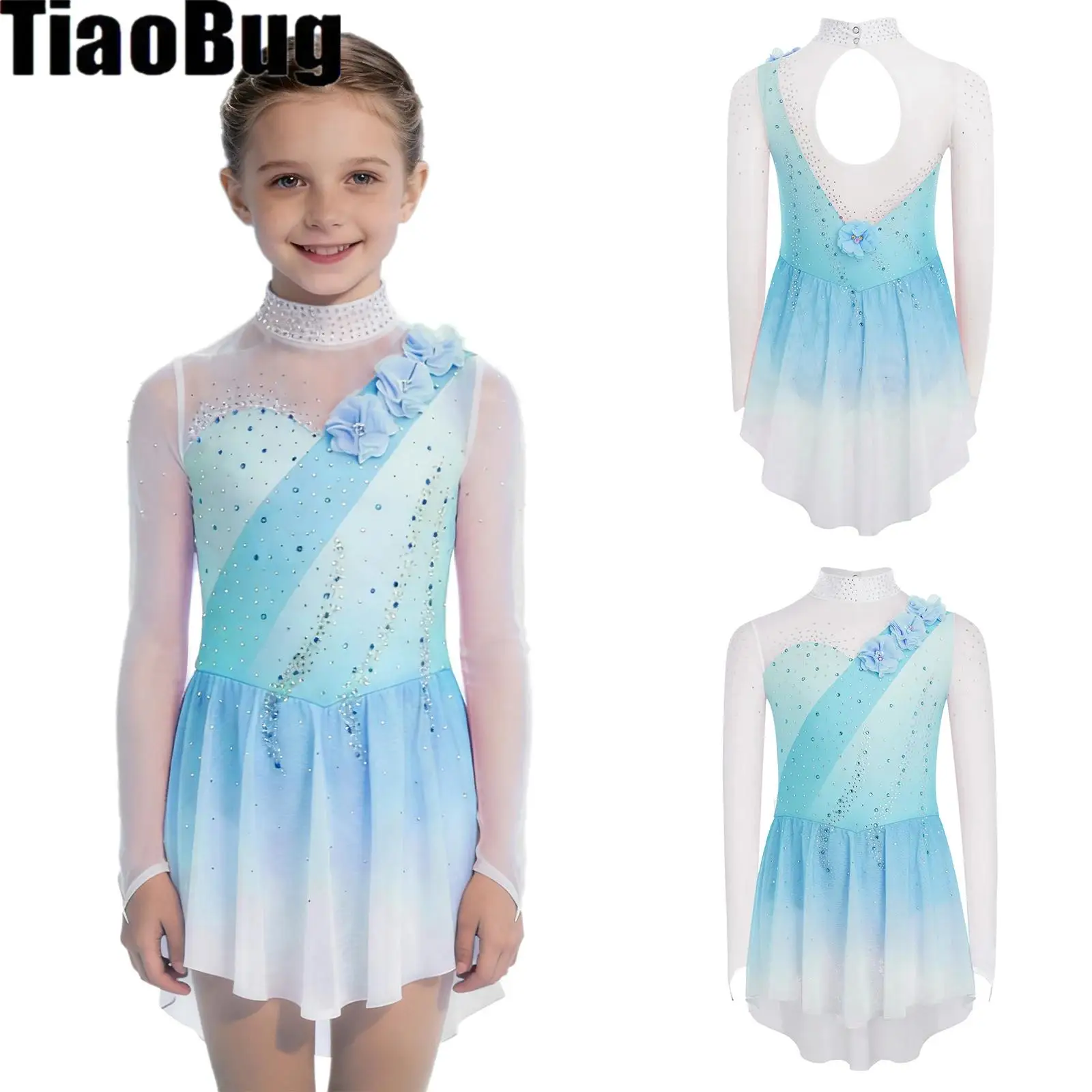 Kids Girls Ballet Dress Mock Neck Sheer Mesh Patchwork Long Sleeves 3D Flowers Rhinestones Gradient Color Dance Dress
Kids Girls Ballet Dress Mock Neck Sheer Mesh Patchwork Long Sleeves 3D Flowers Rhinestones Gradient Color Dance Dress