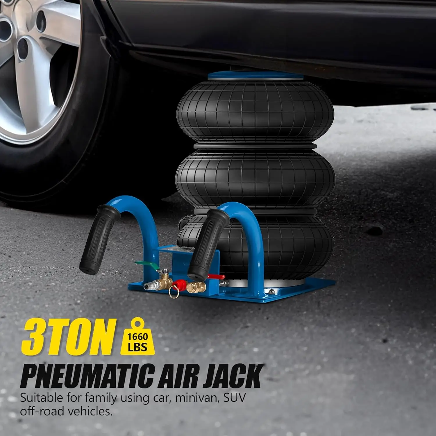 Air Jack, 3 Ton/6600 LBS Pneumatic Jack, Triple Air Bag Jack Lift, Fast Lifting Air Jacks w/Short Handle for Cars Lifting Repair
Air Jack, 3 Ton/6600 LBS Pneumatic Jack, Triple Air Bag Jack Lift, Fast Lifting Air Jacks w/Short Handle for Cars Lifting Repair