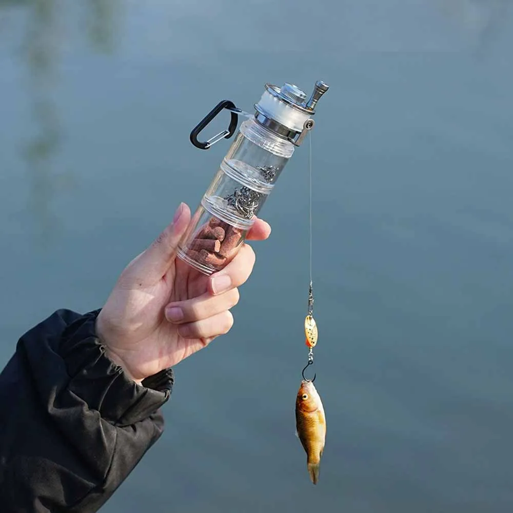 Outdoor fishing portable fishing rod, bait bottle, outdoor fishing bottle camping fishing gear supplies storage box fishing hook 
Outdoor fishing portable fishing rod, bait bottle, outdoor fishing bottle camping fishing gear supplies storage box fishing hook