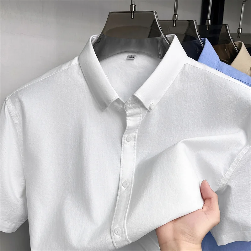 High end 100% cotton short sleeve shirt men summer simple solid color fashion business leisure versatile comfortable lapel top
High end 100% cotton short sleeve shirt men summer simple solid color fashion business leisure versatile comfortable lapel top