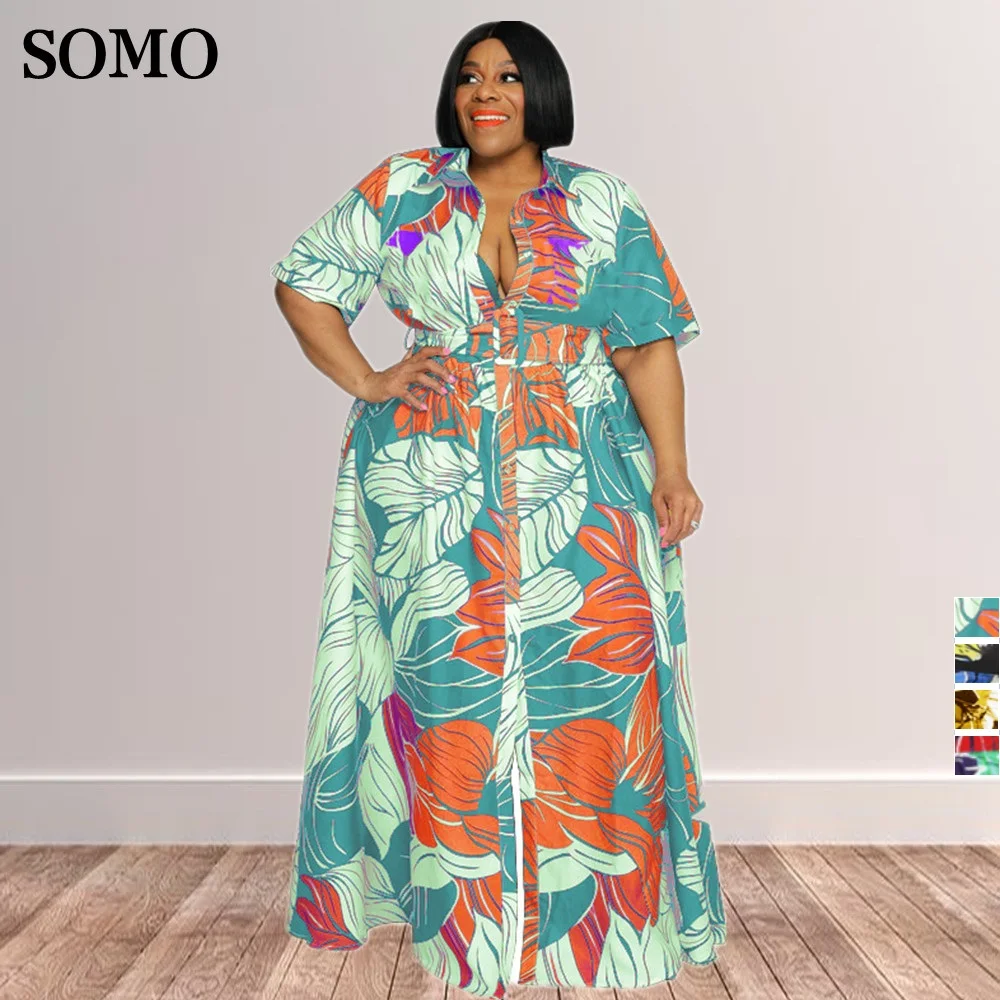 Summer Women Plus Size Clothing Short Sleeve Fashion Print Maxi Dresses Casual Lapel Button Long Dress Wholesale Dropshipping
Summer Women Plus Size Clothing Short Sleeve Fashion Print Maxi Dresses Casual Lapel Button Long Dress Wholesale Dropshipping