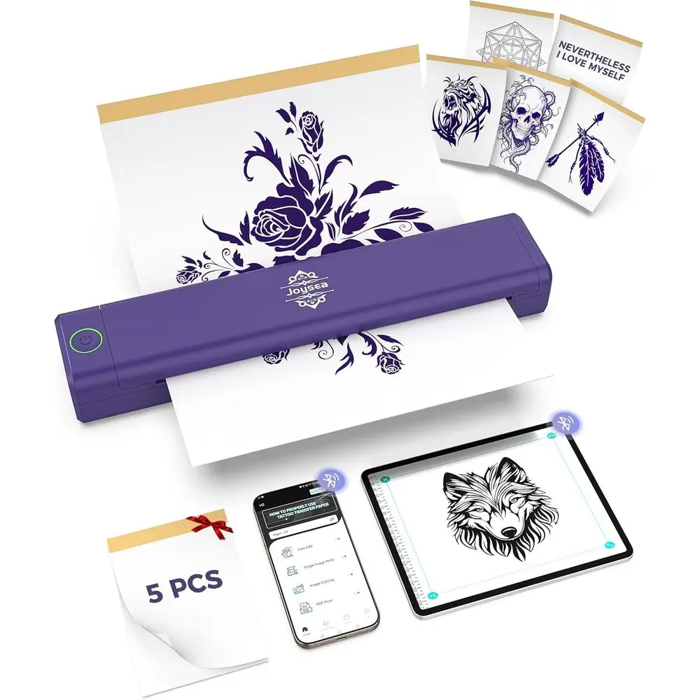 Wireless Tattoo Stencil Printer Kit: 5 Transfer Papers, Bluetooth Connectivity, Suitable for Beginners and Professionals, Cross-
Wireless Tattoo Stencil Printer Kit: 5 Transfer Papers, Bluetooth Connectivity, Suitable for Beginners and Professionals, Cross-