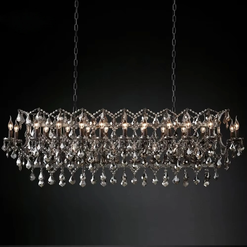 19th C. Rococo Iron & Crystal Chandelier Rectangular Led Smoke Chandeliers Kitchen Island Dining Room Hanging Lights
19th C. Rococo Iron & Crystal Chandelier Rectangular Led Smoke Chandeliers Kitchen Island Dining Room Hanging Lights