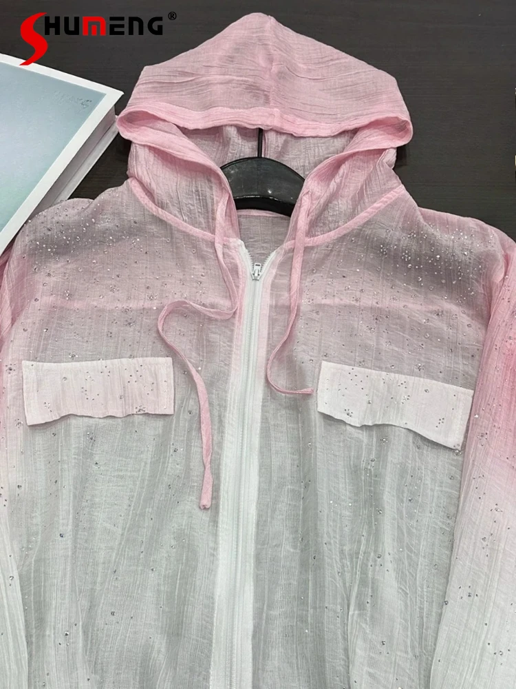 2025 Summer New Trendy Gradient Color Shirts Hot Diamond Hooded Long-sleeve Shirts Women's Loose Fashion Light Nice Shirt Tops
2025 Summer New Trendy Gradient Color Shirts Hot Diamond Hooded Long-sleeve Shirts Women's Loose Fashion Light Nice Shirt Tops
