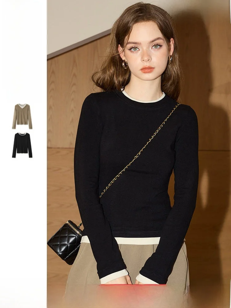 KuHNMaVi Slim Fit Long Sleeve T-Shirt Women's Base Layer Shirt Color Block Design Casual Style Knitted Fabric Autumn New Arrival
KuHNMaVi Slim Fit Long Sleeve T-Shirt Women's Base Layer Shirt Color Block Design Casual Style Knitted Fabric Autumn New Arrival