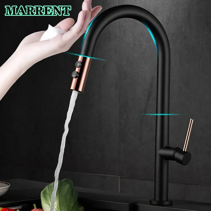 Sensitive Touch Kitchen Faucets Black Rose Gold Pull Out Water Mixer Tap Faucet Brass Kitchen Fixture Smart Touch Kitchen Tap
Sensitive Touch Kitchen Faucets Black Rose Gold Pull Out Water Mixer Tap Faucet Brass Kitchen Fixture Smart Touch Kitchen Tap