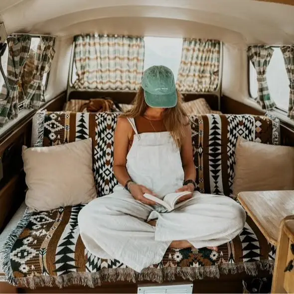 Outdoor Desert Hiking Blanket RV Travel Blanket Woolen Blanket Polyester Fiber Geometric Pattern Long Rectangle Tapestry