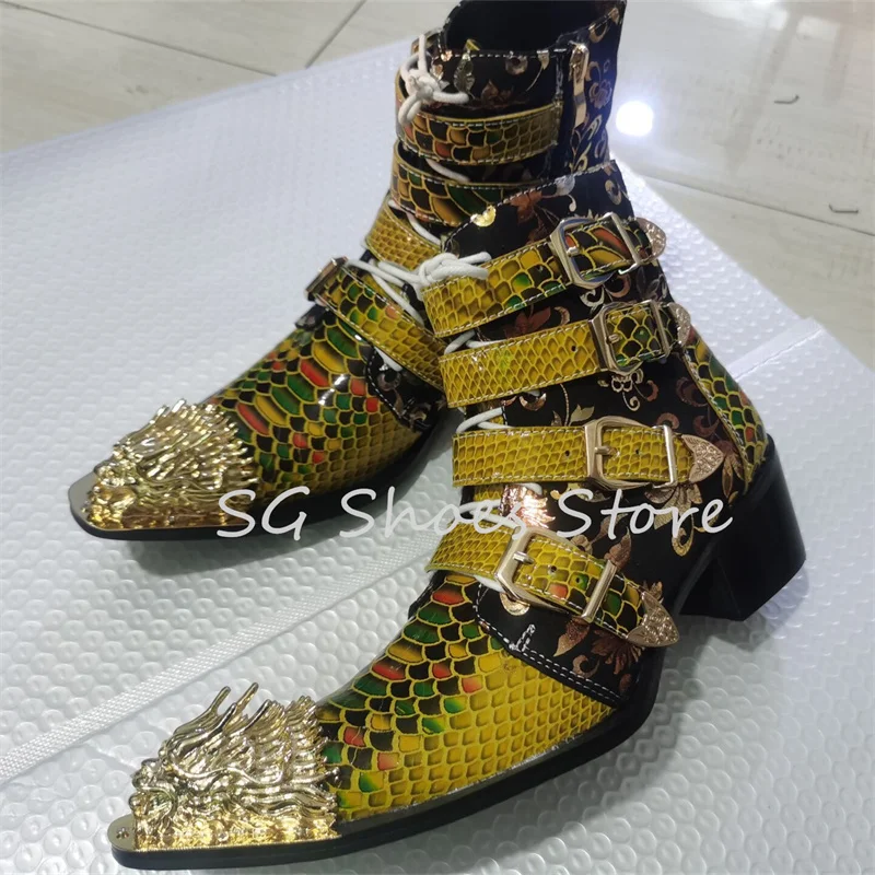 Punk Metal Pointed Toe Belt Buckle Boots for Men High Top Genuine Leather Motorcycle Boots Male Business Party Dress Shoes
Punk Metal Pointed Toe Belt Buckle Boots for Men High Top Genuine Leather Motorcycle Boots Male Business Party Dress Shoes
