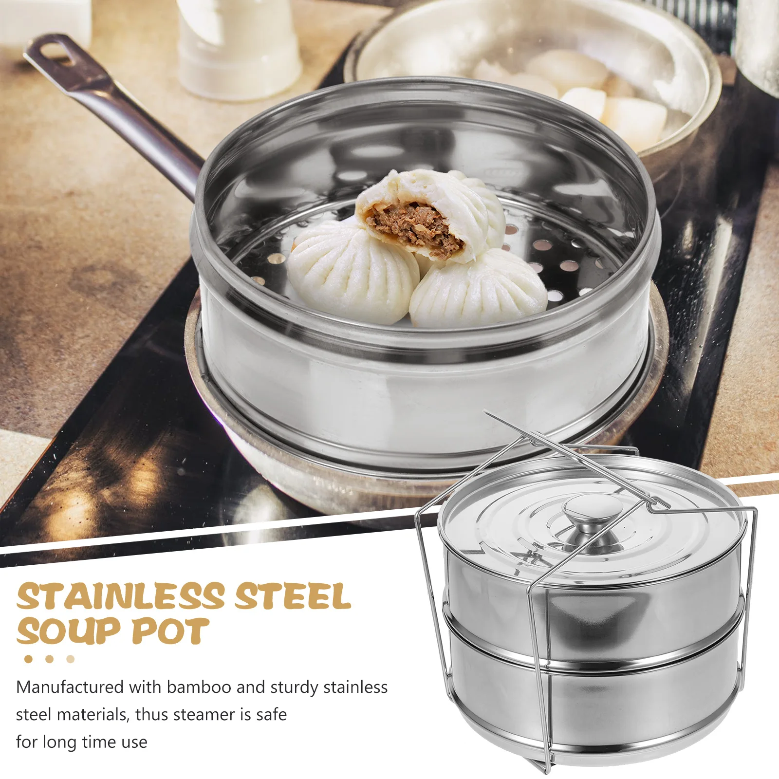 Stainless Steel Steamer Insert Pans Safe Portable Rice Cooker Pressure Steamer Divided Design Two Tier Tray Lid
Stainless Steel Steamer Insert Pans Safe Portable Rice Cooker Pressure Steamer Divided Design Two Tier Tray Lid