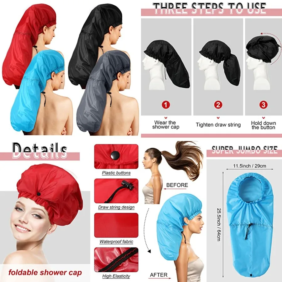 4 Pcs Large Shower Cap for Braids Extra Long Shower Cap for Women Long Hair Locs Foldable Waterproof Reusable XL Hair Bonnets f
4 Pcs Large Shower Cap for Braids Extra Long Shower Cap for Women Long Hair Locs Foldable Waterproof Reusable XL Hair Bonnets f