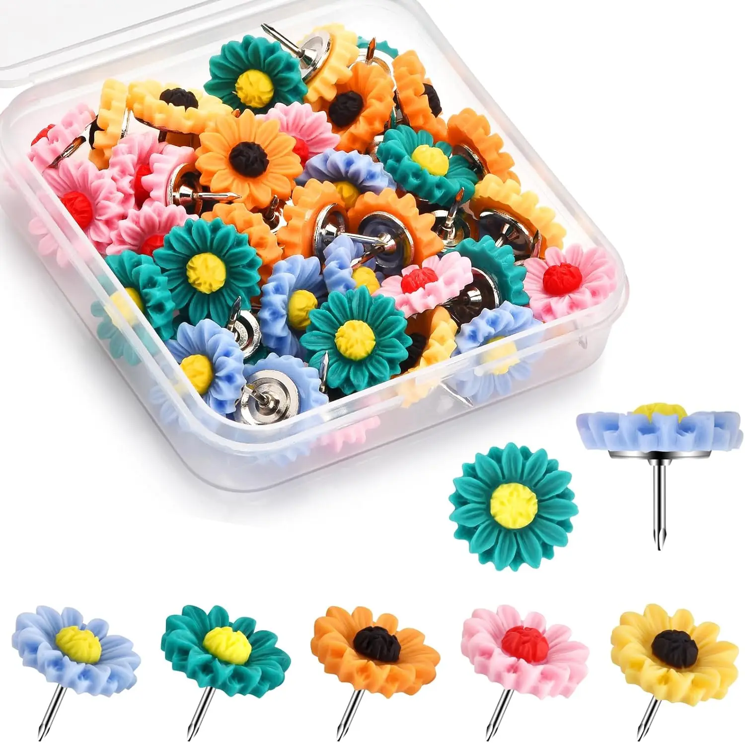 40Pcs Flower Decorative Push Pins for Bulletin Board, Cute Office Thumbtacks
40Pcs Flower Decorative Push Pins for Bulletin Board, Cute Office Thumbtacks