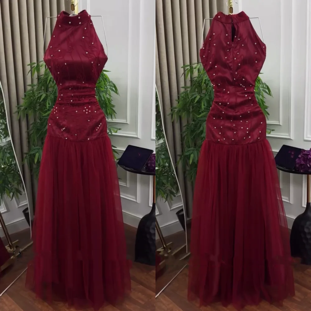 Customized Fashion Net Pleat Pearl A-line Halter Long Dresses Bespoke Occasion Evening Exquisite Sparkle
Customized Fashion Net Pleat Pearl A-line Halter Long Dresses Bespoke Occasion Evening Exquisite Sparkle