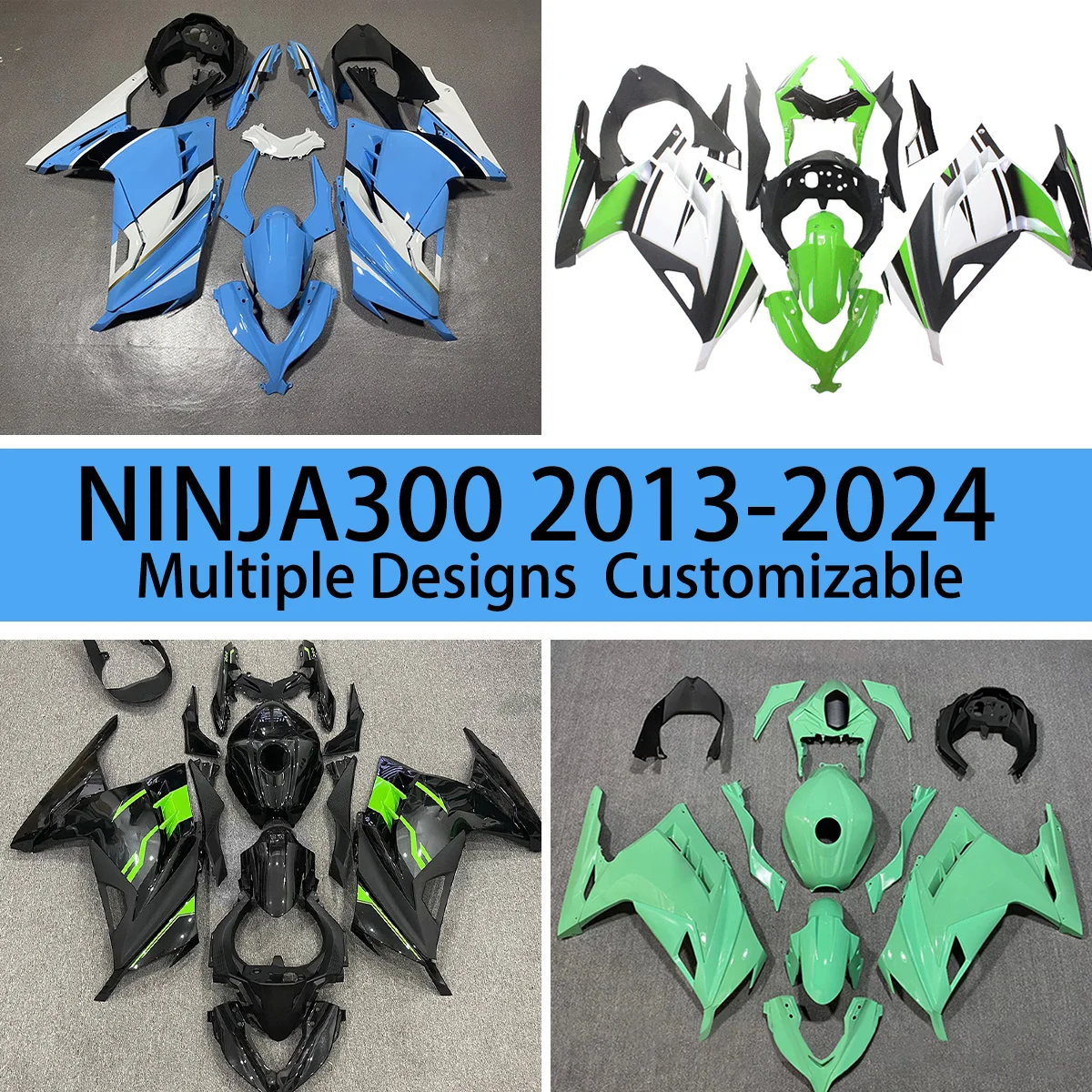EX300R 2013 2014 2015 2016 2017 2018-2024 ABS Plastic Fairing Kit for KAWASAKI NINJA300 Customizable Motorcycle Full Fairings
EX300R 2013 2014 2015 2016 2017 2018-2024 ABS Plastic Fairing Kit for KAWASAKI NINJA300 Customizable Motorcycle Full Fairings