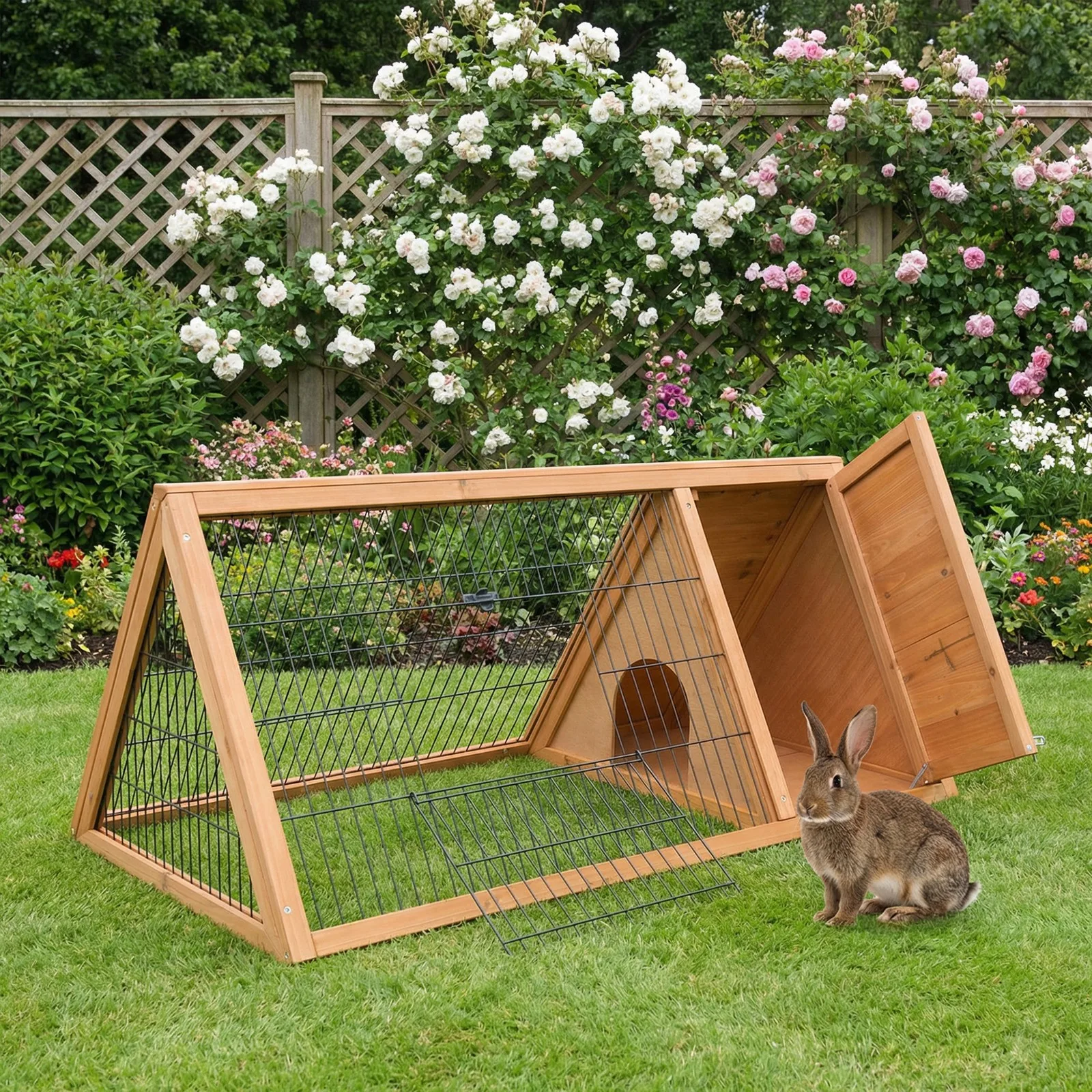 Rabbit Hutch Outdoor, Wooden Chicken Coop with Run, Brown
Rabbit Hutch Outdoor, Wooden Chicken Coop with Run, Brown