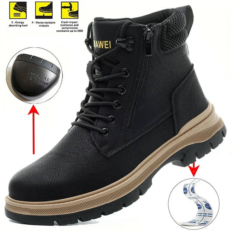 Men's Indestructible High Top Work Boots: Waterproof Steel Toe Safety Shoes, Anti-Smash & Anti-Puncture Non Slip Hiking Boots
Men's Indestructible High Top Work Boots: Waterproof Steel Toe Safety Shoes, Anti-Smash & Anti-Puncture Non Slip Hiking Boots