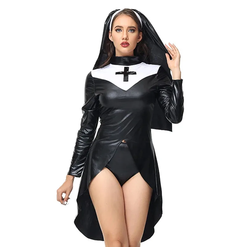 Carnival Halloween Lady Medieval Nun Habit Costume PU Latex Slim Tuxedo Nurse Cosplay Fancy Party Dress
Carnival Halloween Lady Medieval Nun Habit Costume PU Latex Slim Tuxedo Nurse Cosplay Fancy Party Dress