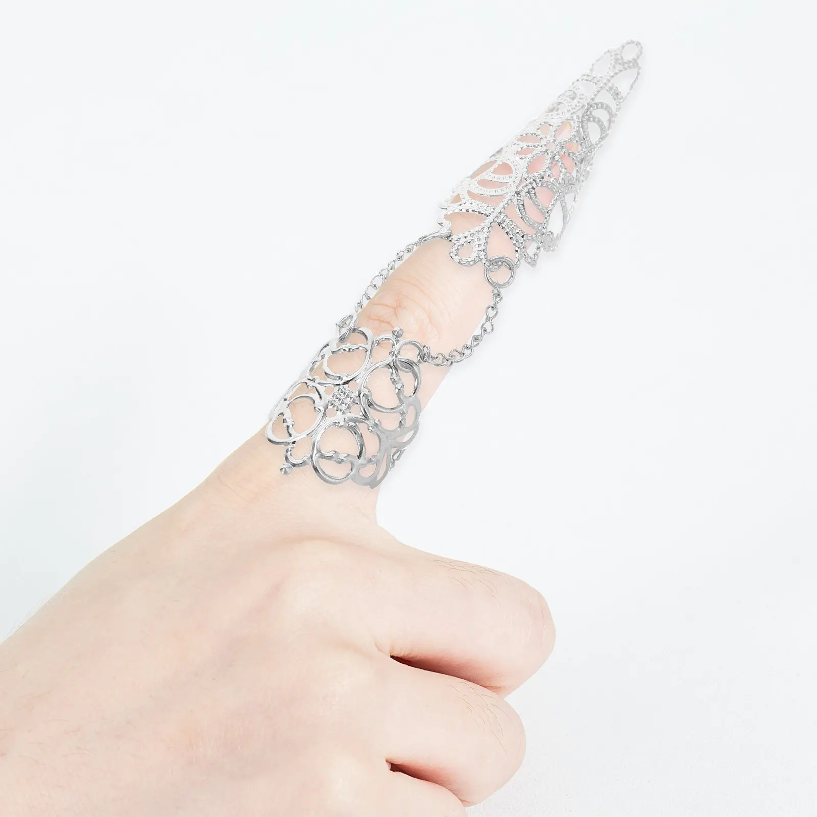 10Pcs Hand Jewelry Halloween Fingernail Covers Gothic Claw Rings Adjustable Metal Nail Covers for Cosplay Party Performance
10Pcs Hand Jewelry Halloween Fingernail Covers Gothic Claw Rings Adjustable Metal Nail Covers for Cosplay Party Performance