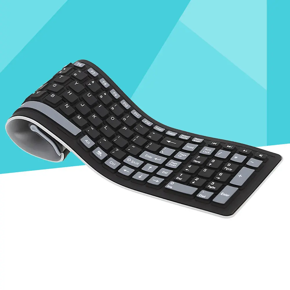 Silicone 107 Key 2.4g Wireless Keyboard Foldable Flexible USB Portable Waterproof Dustproof Compatible Pc