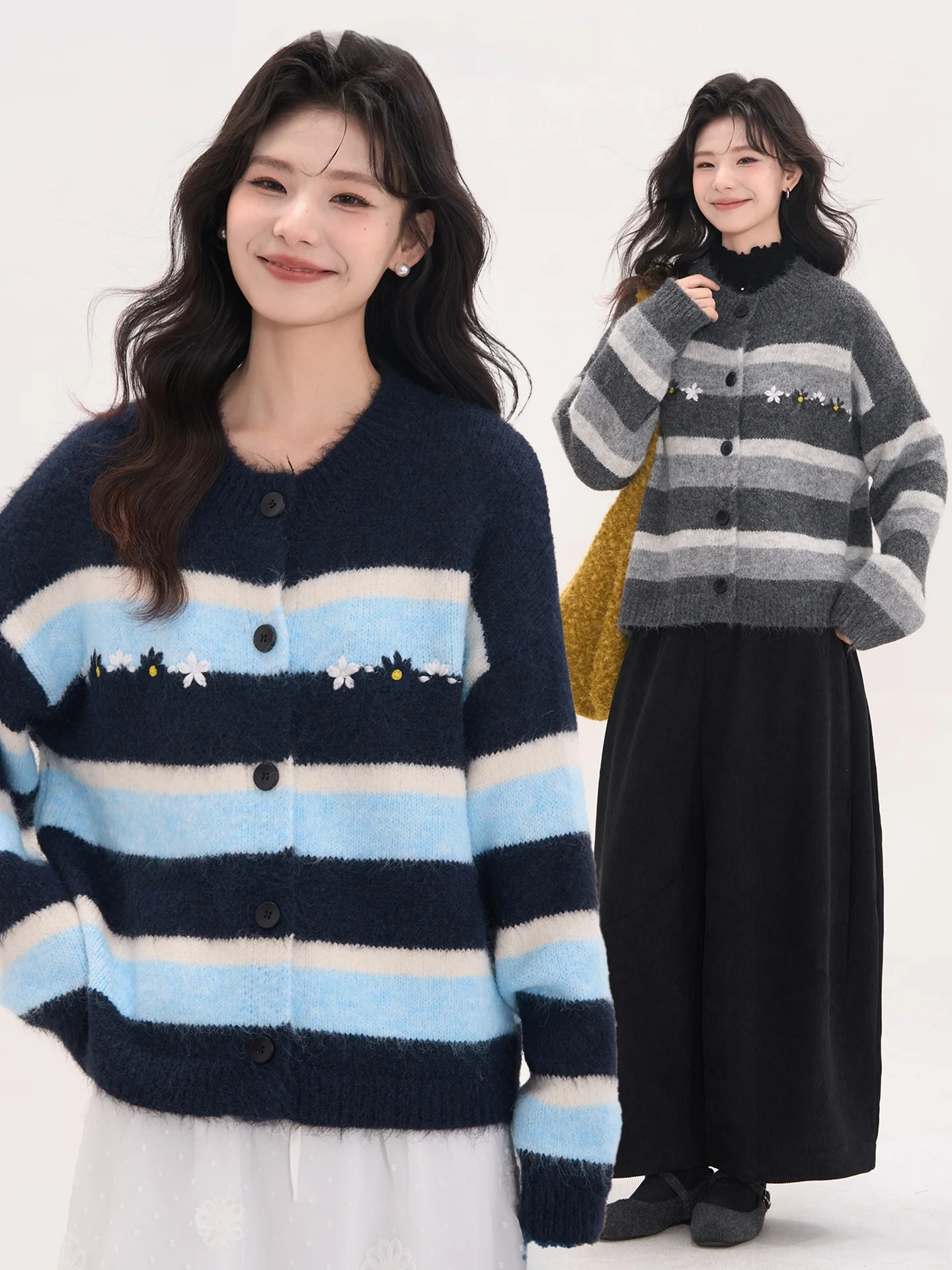 Женский шерстяной свитер Heme 6 с вышивкой и полосками, осенне-зимний, с круглым вырезом, открытый кардиган свободного кроя, с длинными рукавами, модный топ
Женский шерстяной свитер Heme 6 с вышивкой и полосками, осенне-зимний, с круглым вырезом, открытый кардиган свободного кроя, с длинными рукавами, модный топ