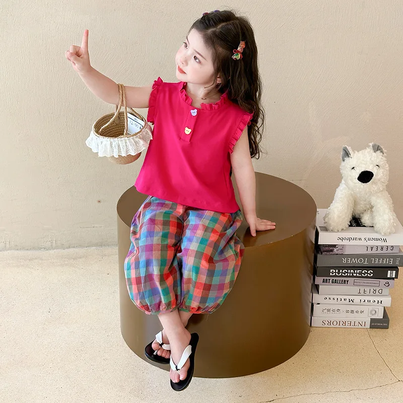 Girls Suit 2025 Summer New Childrens Clothing Korean Style Girl Baby Fashion Bowtie Top Plaid Pants Two Sets of Casual Simple
Girls Suit 2025 Summer New Childrens Clothing Korean Style Girl Baby Fashion Bowtie Top Plaid Pants Two Sets of Casual Simple
